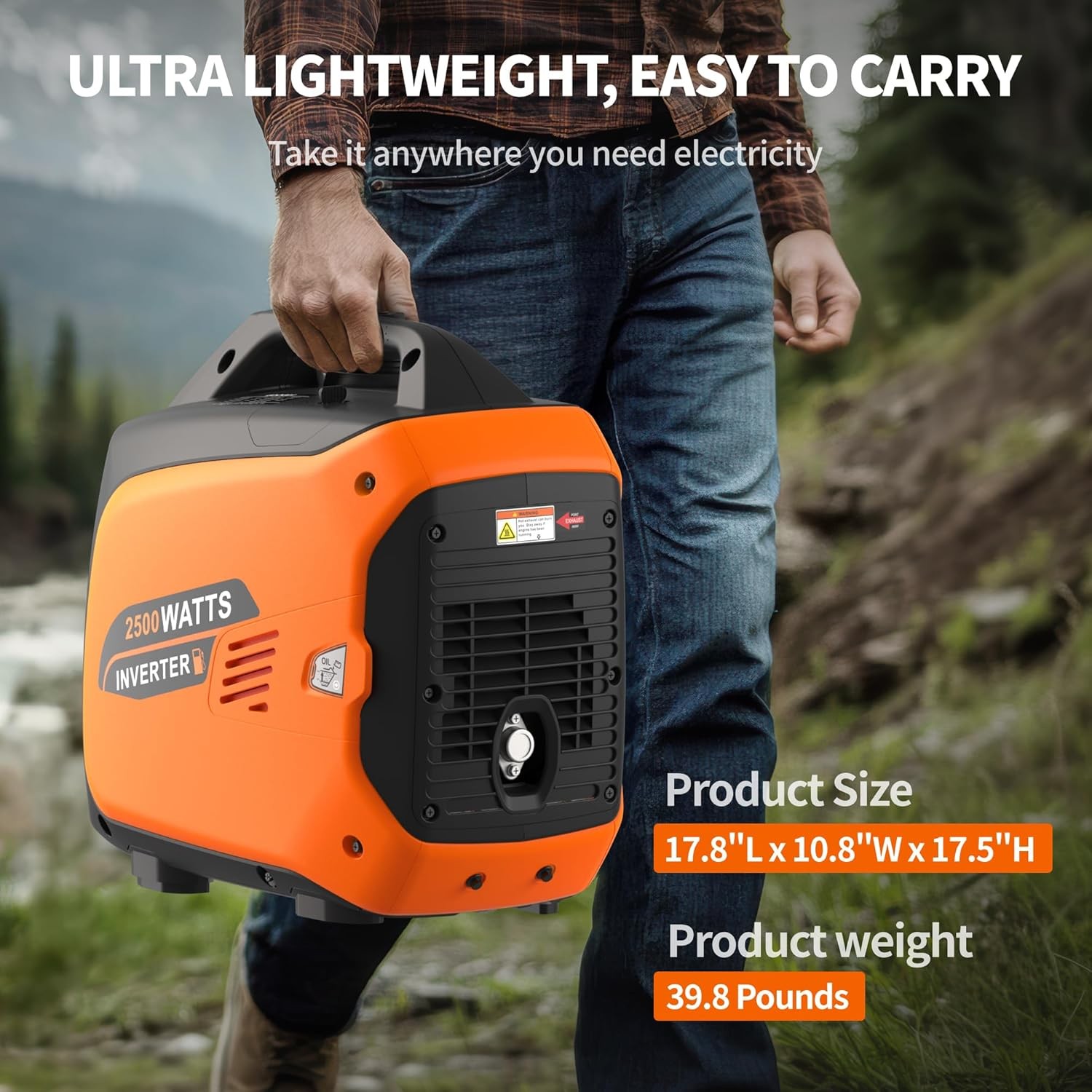 Mutaomay Quiet Inverter Generator 2500W Portable CO Sensor For Home Backup