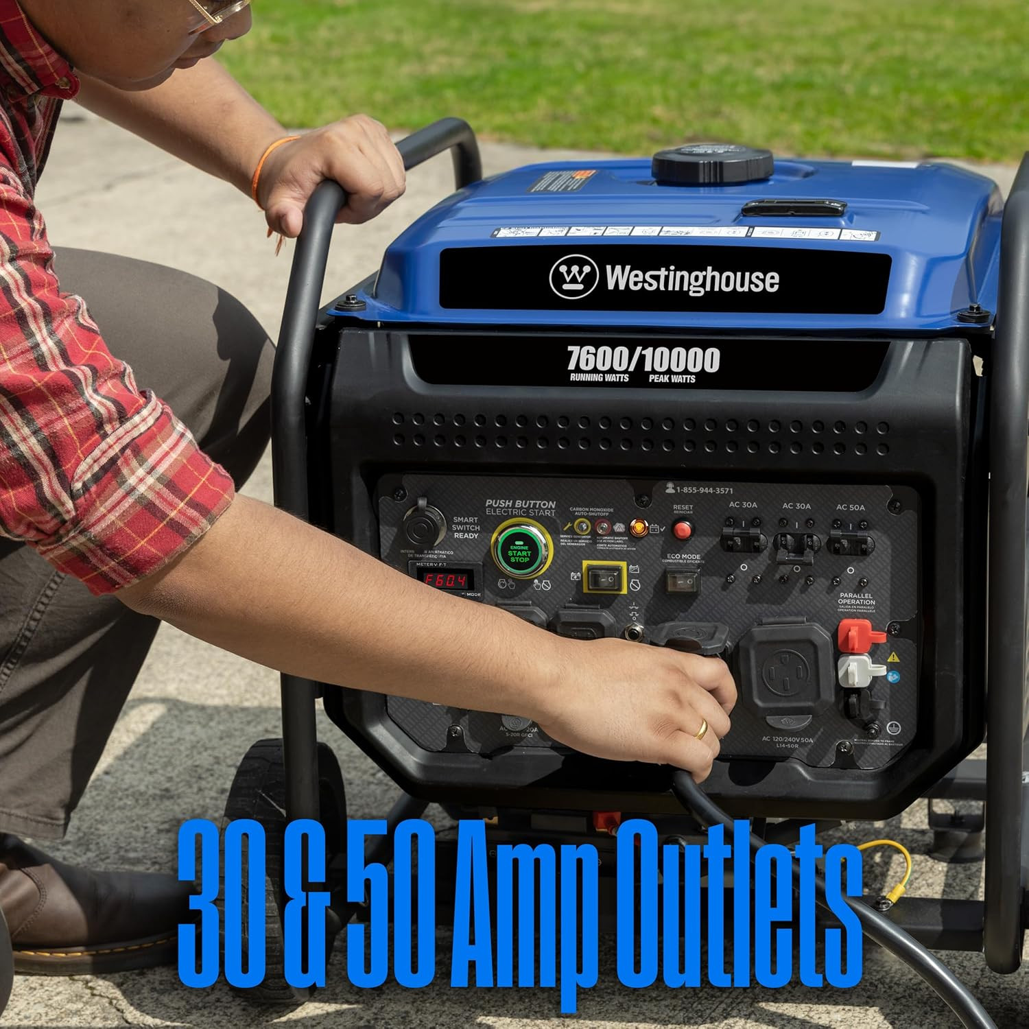 10000 Peak Watt Portable Open Frame Inverter Generator, Remote Electric Start wi