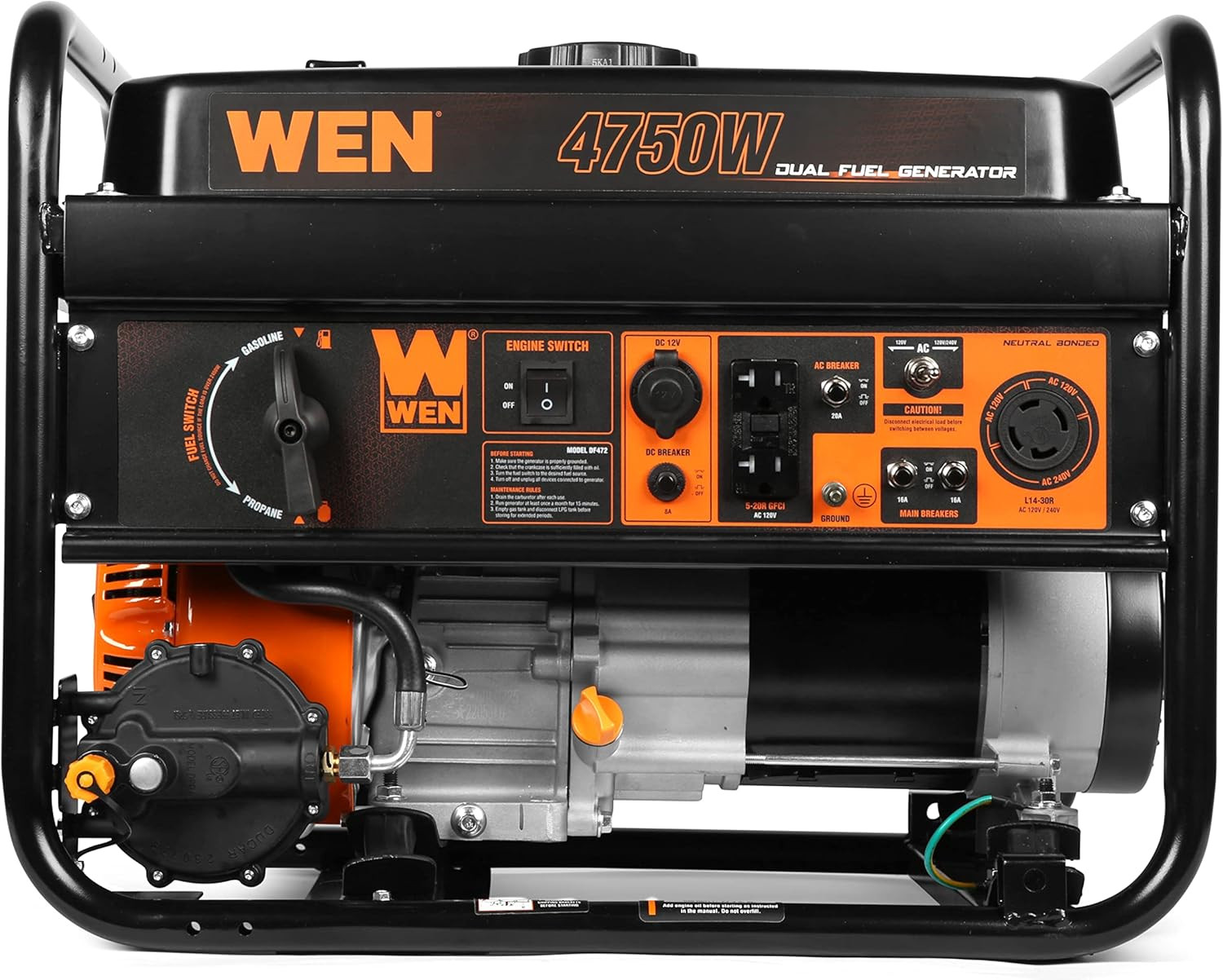 WEN DF472 4750-Watt 120-Volt/240-Volt Dual Fuel Portable Generator