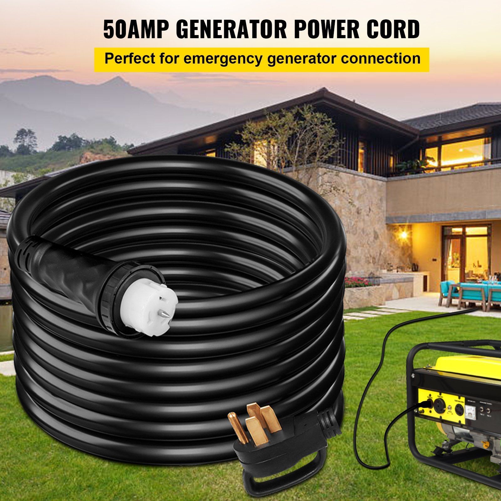 15ft 6/3+8/1 STW 50A N14-50P to SS2-50R&CS6364 Twist Lock Extension Cord