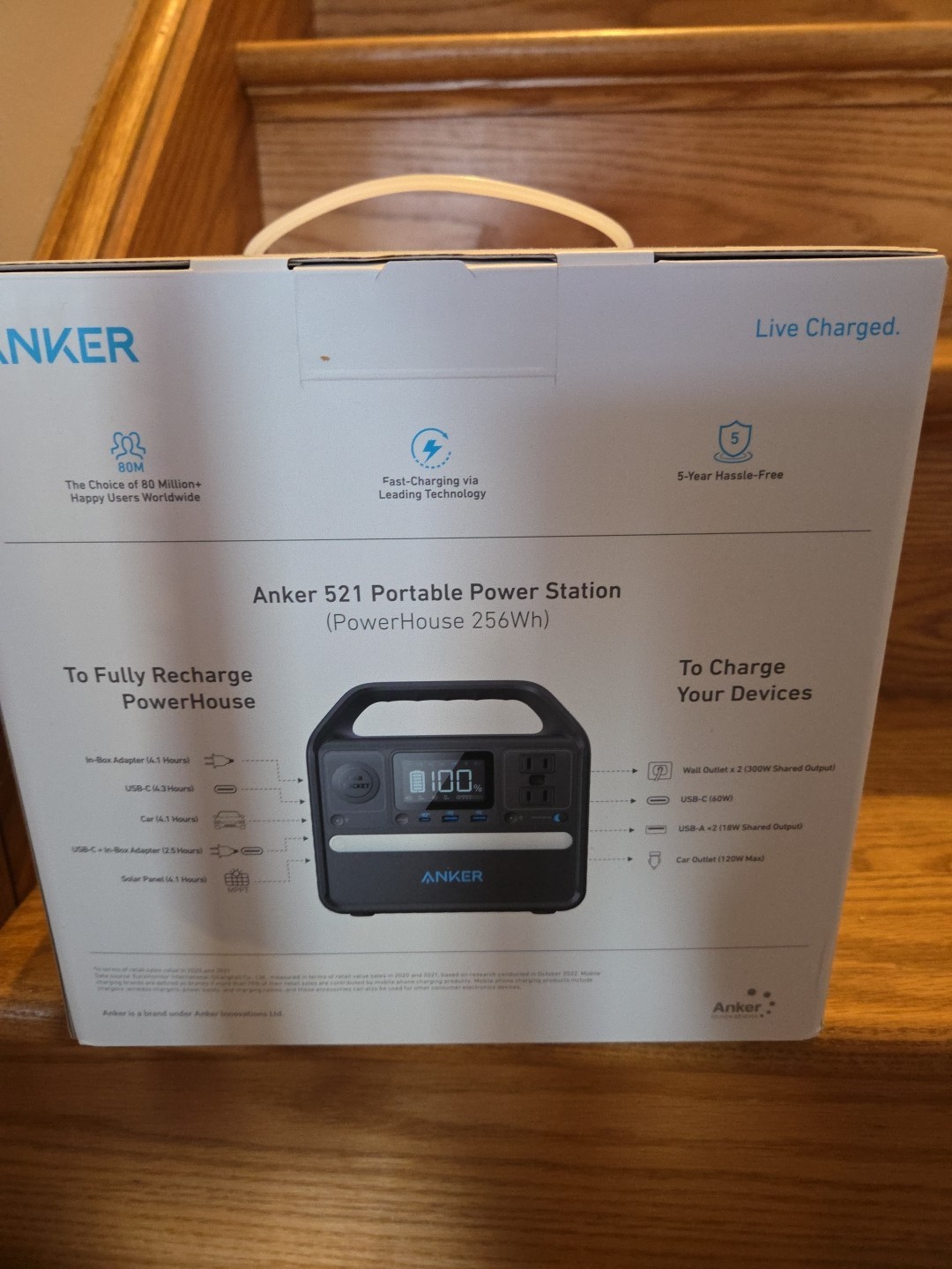 Anker 521 Portable Power Station 256Wh Solar Generator 200W 6-Ports Power Bank