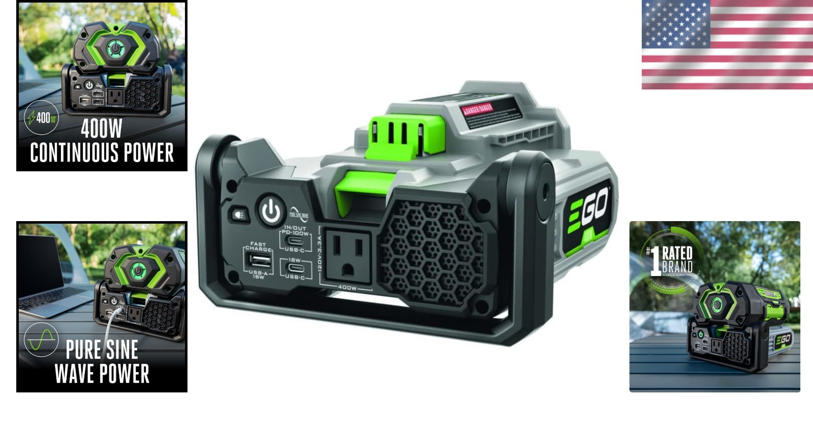 Lightweight 400W Inverter Generator with 100W USB-C PD Port for Multiple Devices