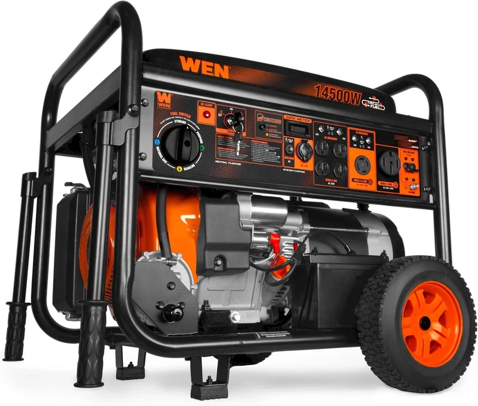 WEN 14,500-W Portable Tri-Fuel Gas Powered Generator, Electric Start, CO Sensor