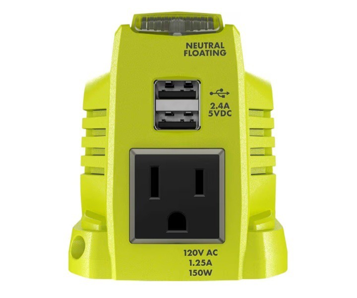 🇺🇸 RYOBI 18V ONE+ 150W Portable Battery Inverter Power Source (Tool Only)