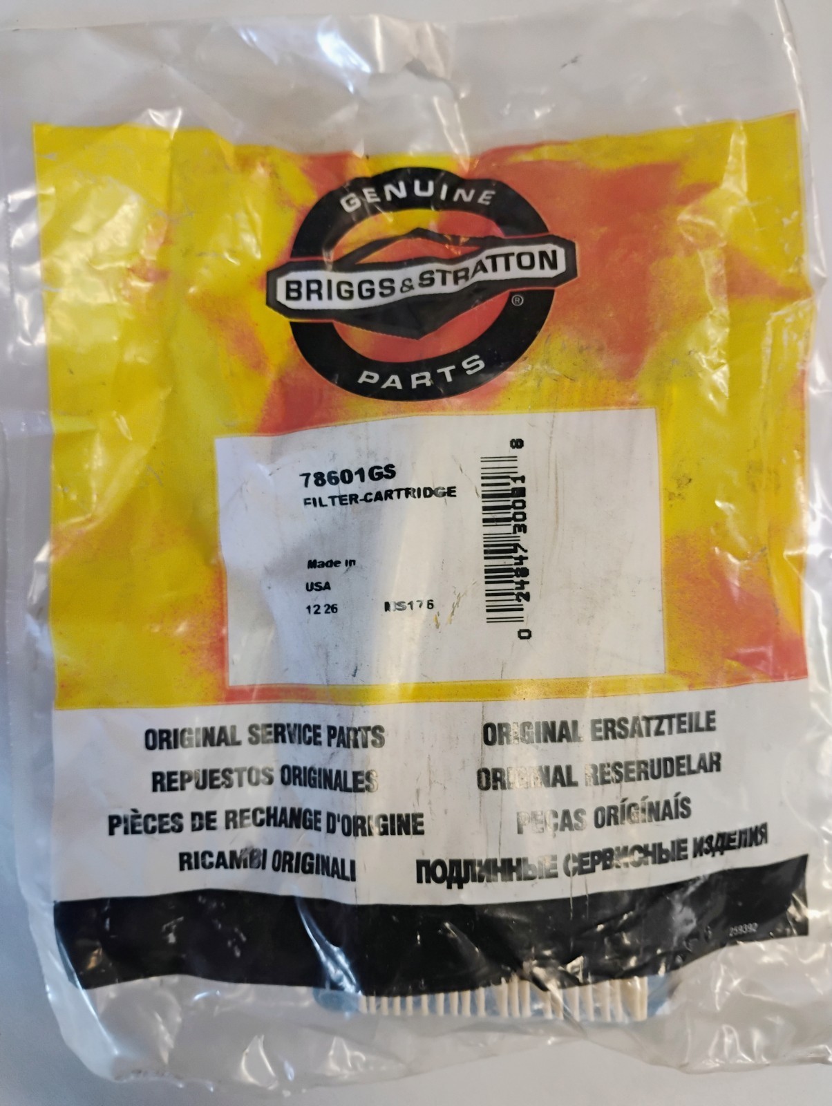 Briggs & Stratton 78601GS Air Cleaner Element OEM NOS