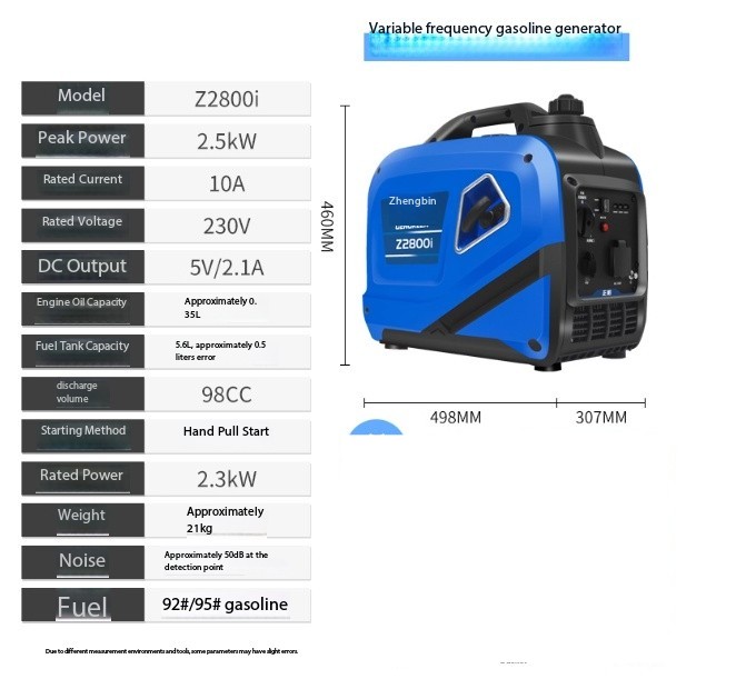 Gasoline Generator 220V Silent Inverter Compact Portable Home & Outdoor Use