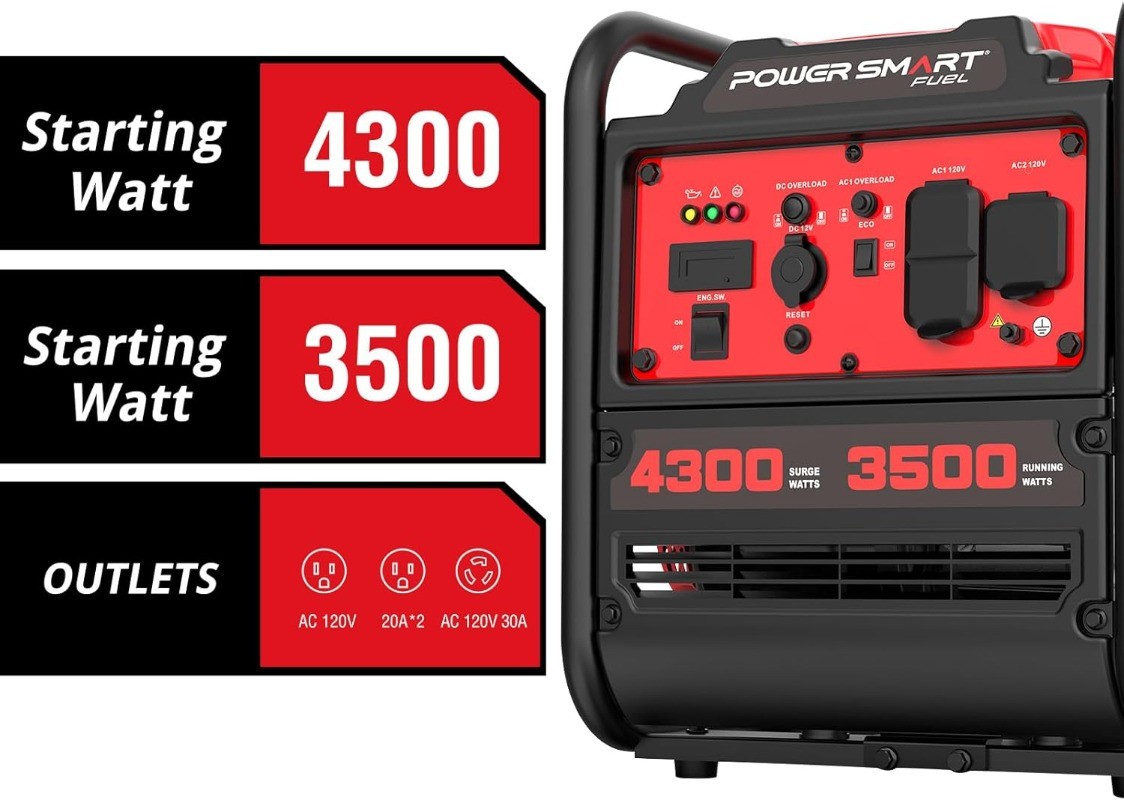 4300-Watt Portable Generator with Inverter Technology 3500W Rated 30 Amp