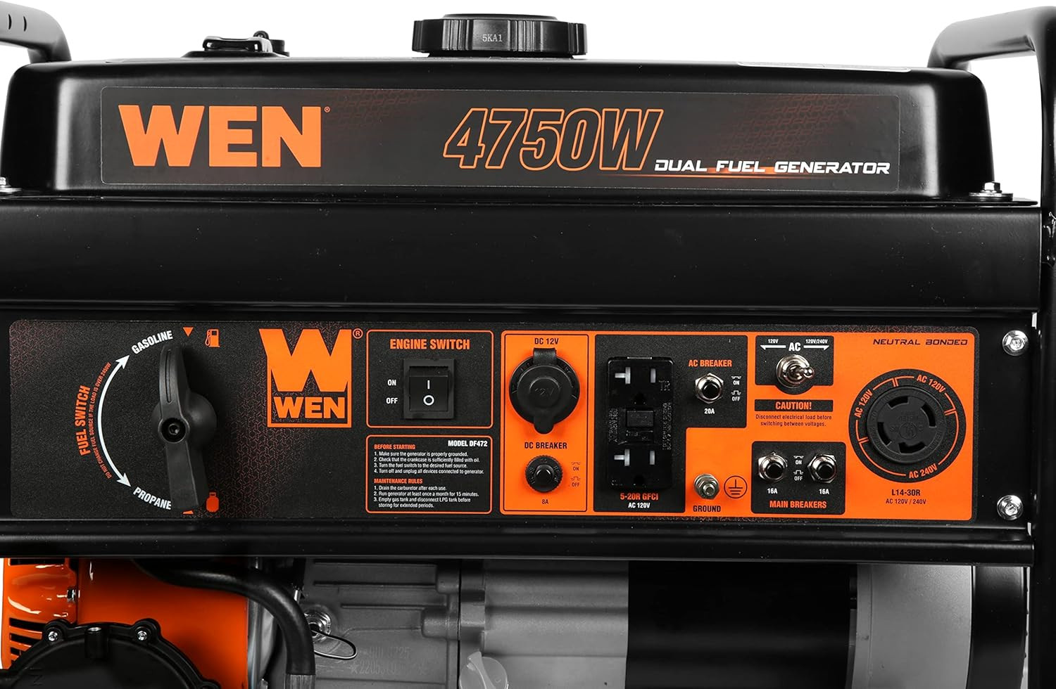 WEN DF472 4750-Watt 120-Volt/240-Volt Dual Fuel Portable Generator