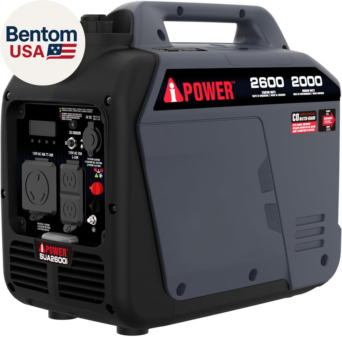Quiet Inverter Generator, 2600W RV Ready, EPA & CARB Compliant CO Sensor, Portab