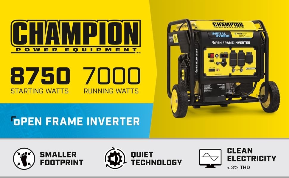 Generators / Champion 8750-Watt Home Backup Portable Open Frame Inverter, NEW