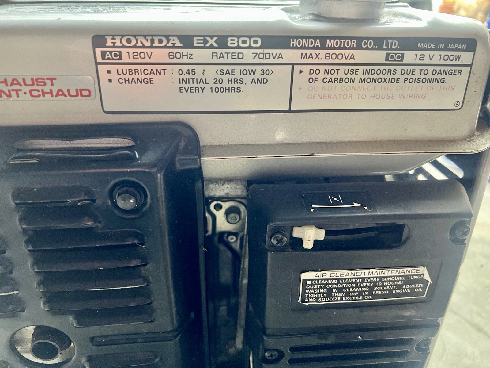 Honda EX800 Portable Generator 1982 800W Vintage Tested Starts & Runs