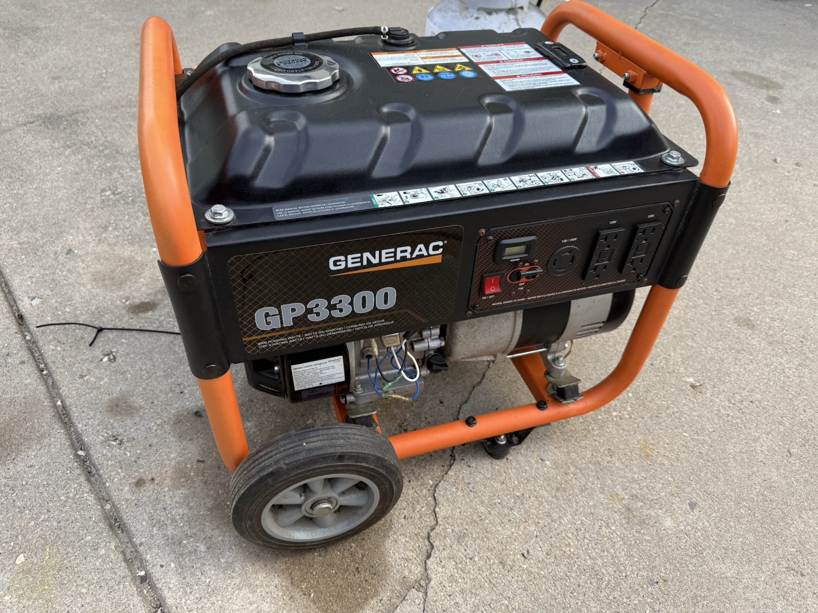 Generac GP3300 Tri-Fuel Power Generator w/ Wheels,Home Backup, Orange/Black