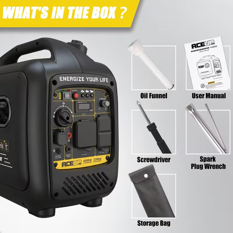 [US Fast Ship]Aceup Energy 4000W Gas Inverter Portable Generator Quite EPA RV