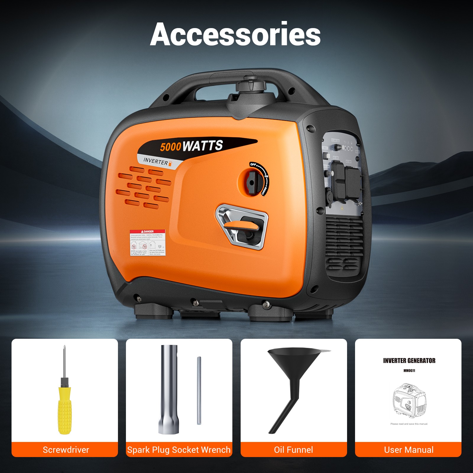 Mutaomay Gas Inverter Generator Quiet 5000W Portable Pure Sine Wave ParalleI New