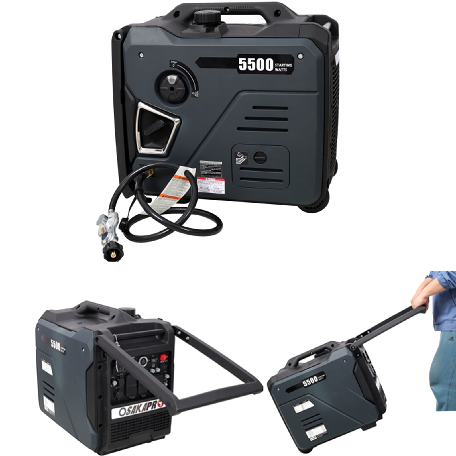 Inverter Generator 5.5KW 224CC 4-Stroke OHV Gas and LPG Dual Fuel Home Backup