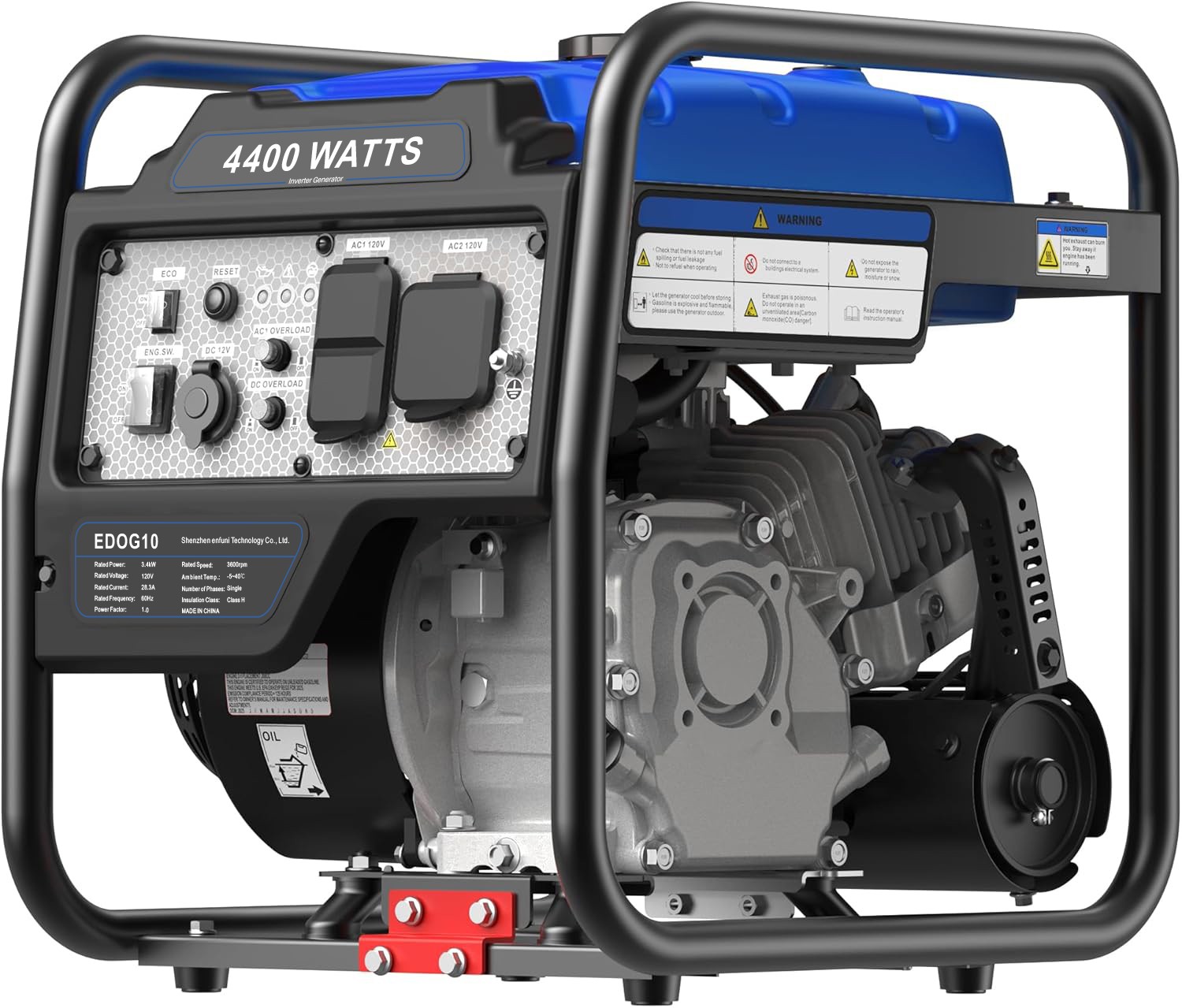 Efurden 4400W Portable Inverter Generator Gas Powered Open Frame for Camping RV