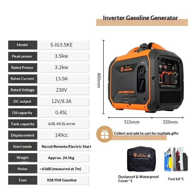 Silent Variable-frequency Gasoline Generator with 220V Outdoor Power Supply