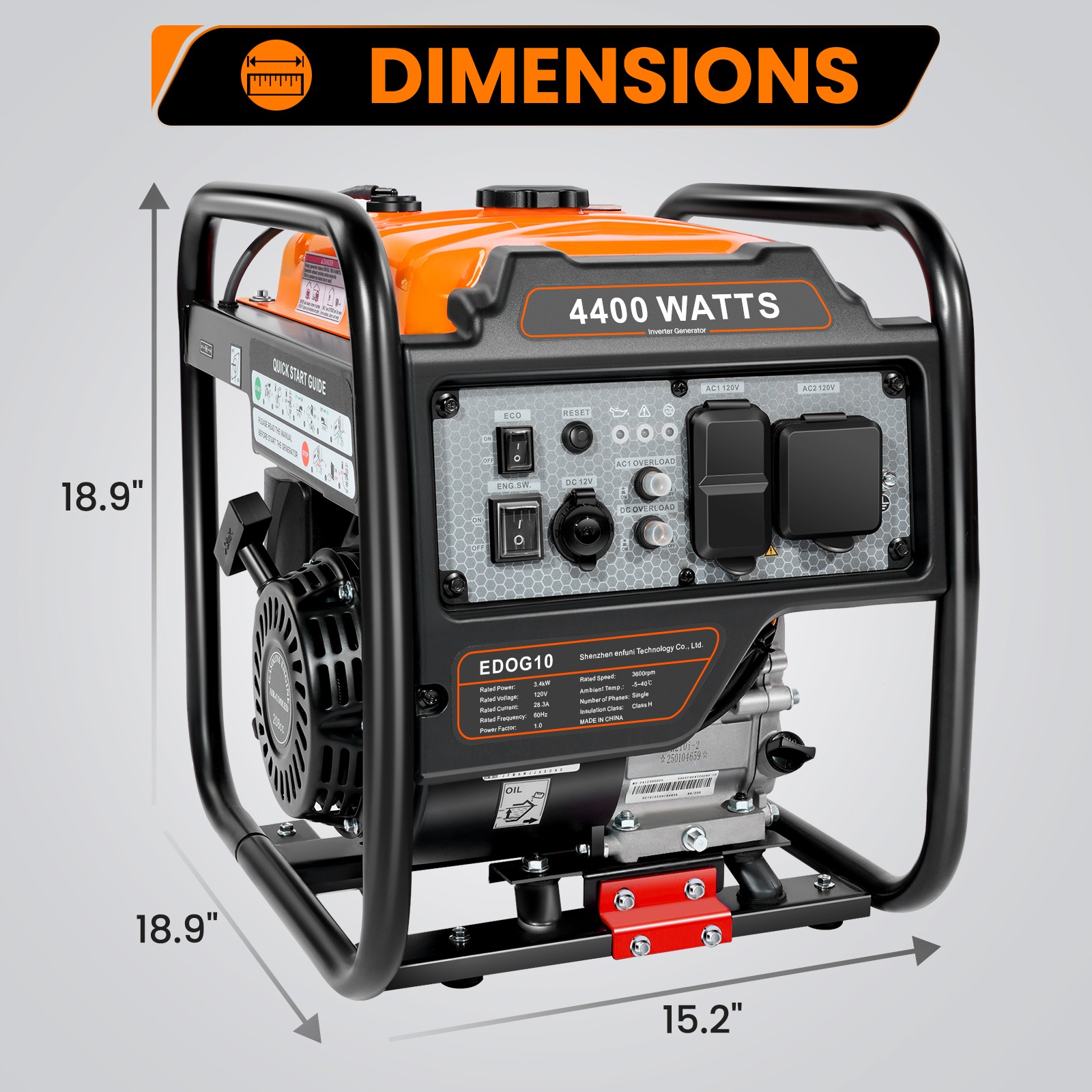 4400W Portable Inverter Generator 208CC Gasoline Generator for Home Emergency