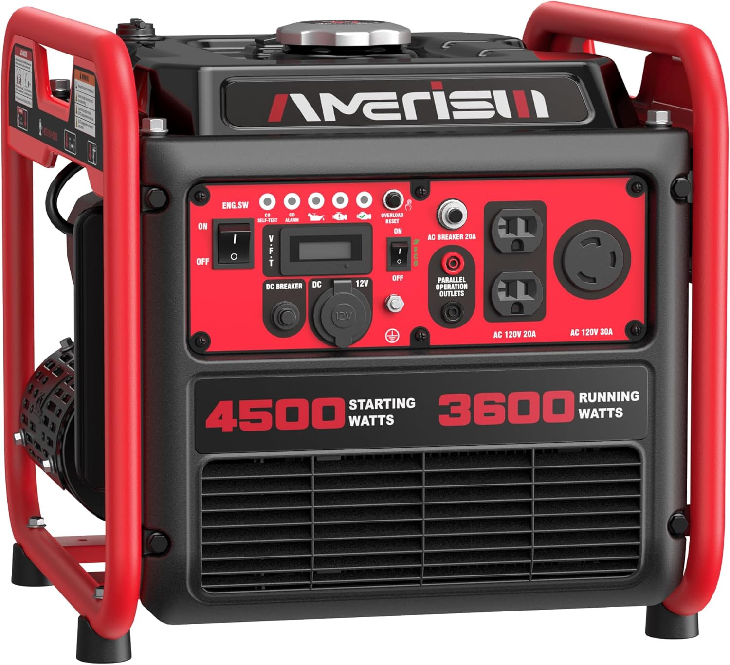 4500W Gas-Powered Inverter Generator, Co-Sensor, Lightweight, Quiet EPA Complian
