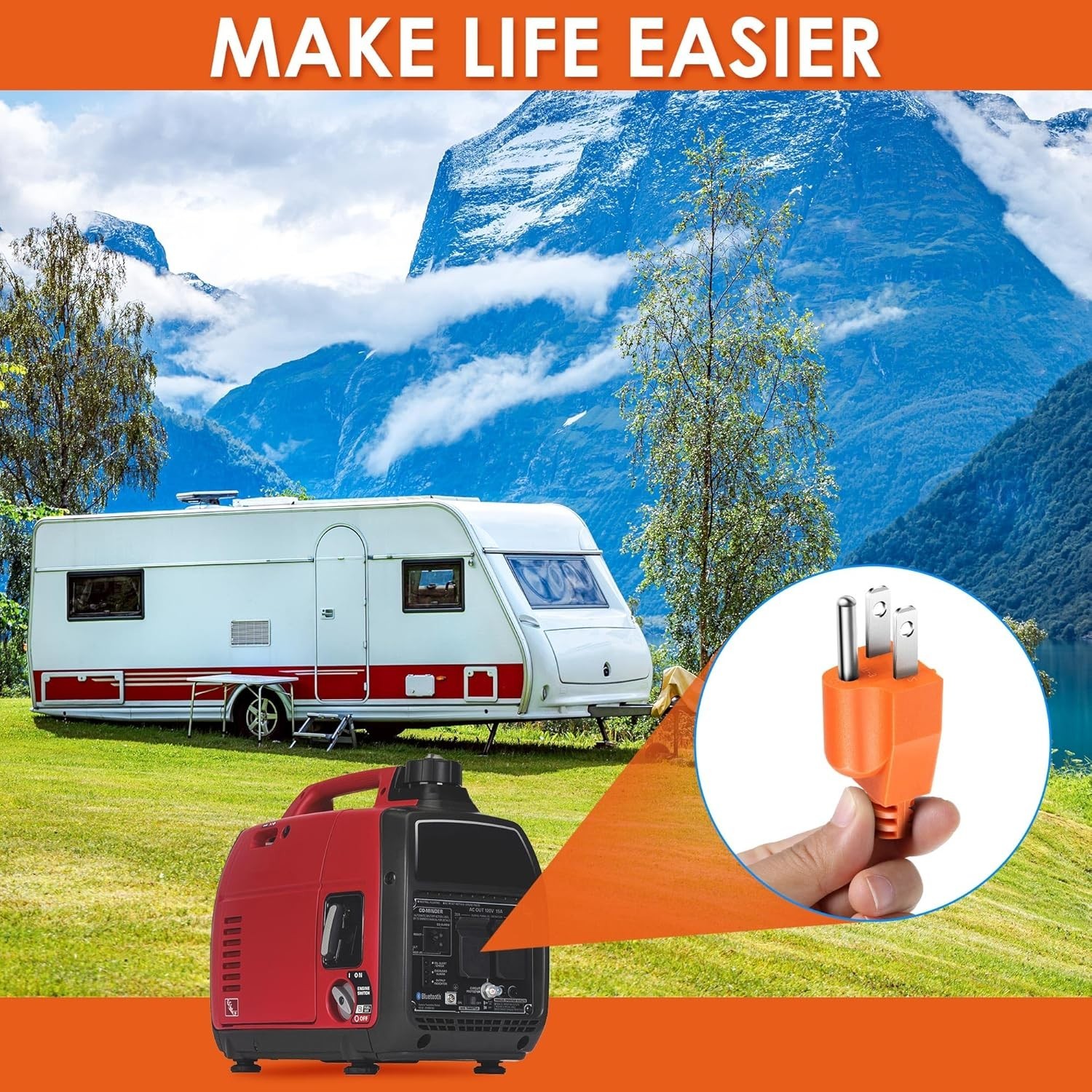 Dual Neutral Ground Bonding Plugs for RV & Motorhome Use – Certified Orange