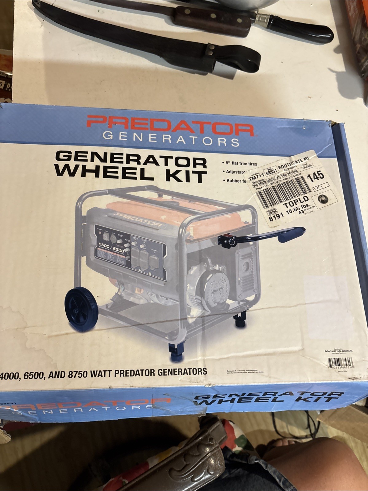 Generator Wheel Kit for Predator Generators ~ 8″ Flat Free Tires Item 68531 (US)