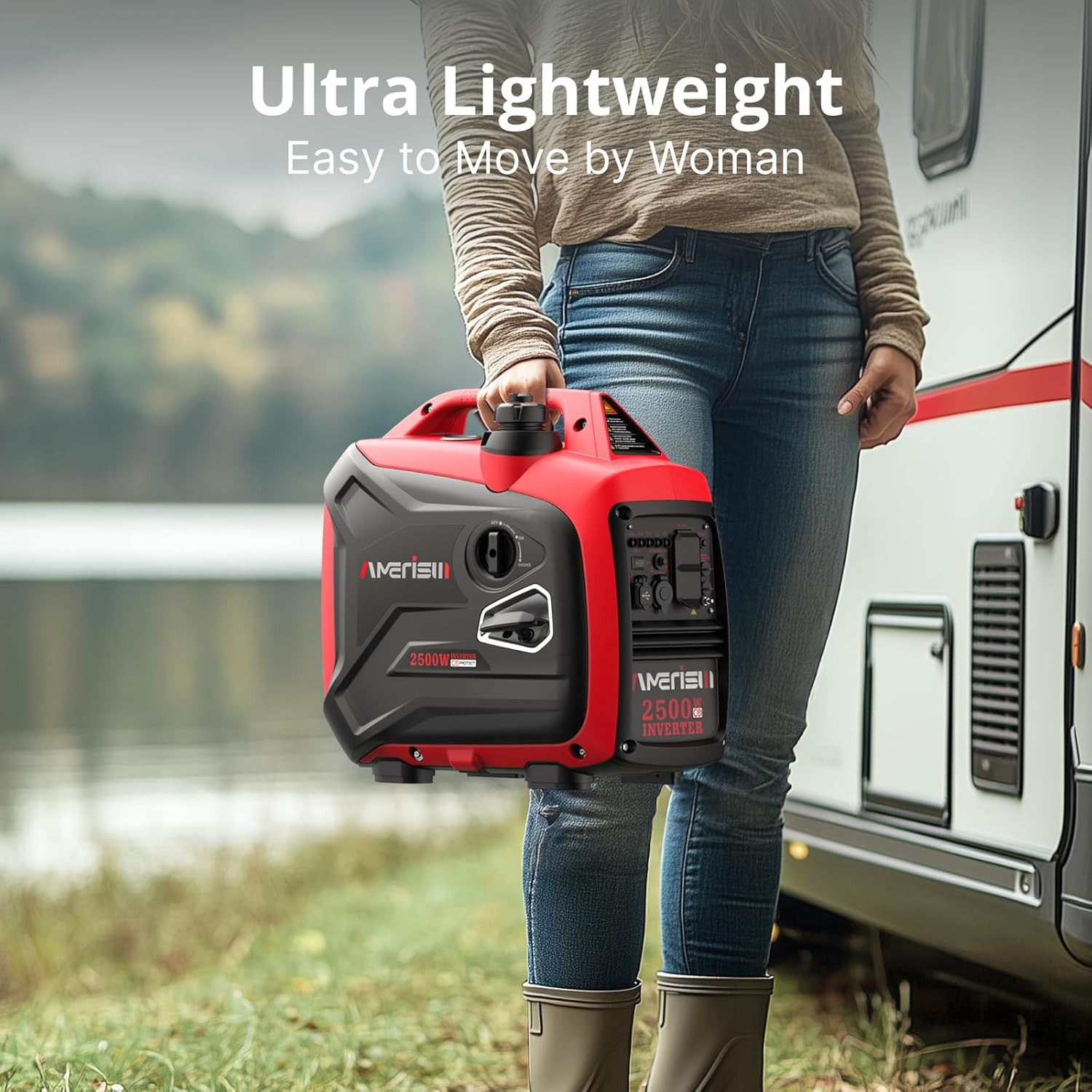Gas Powered Inverter Generator 2500W- Advanced CO Sensor, EPA 2025 Compliant, an