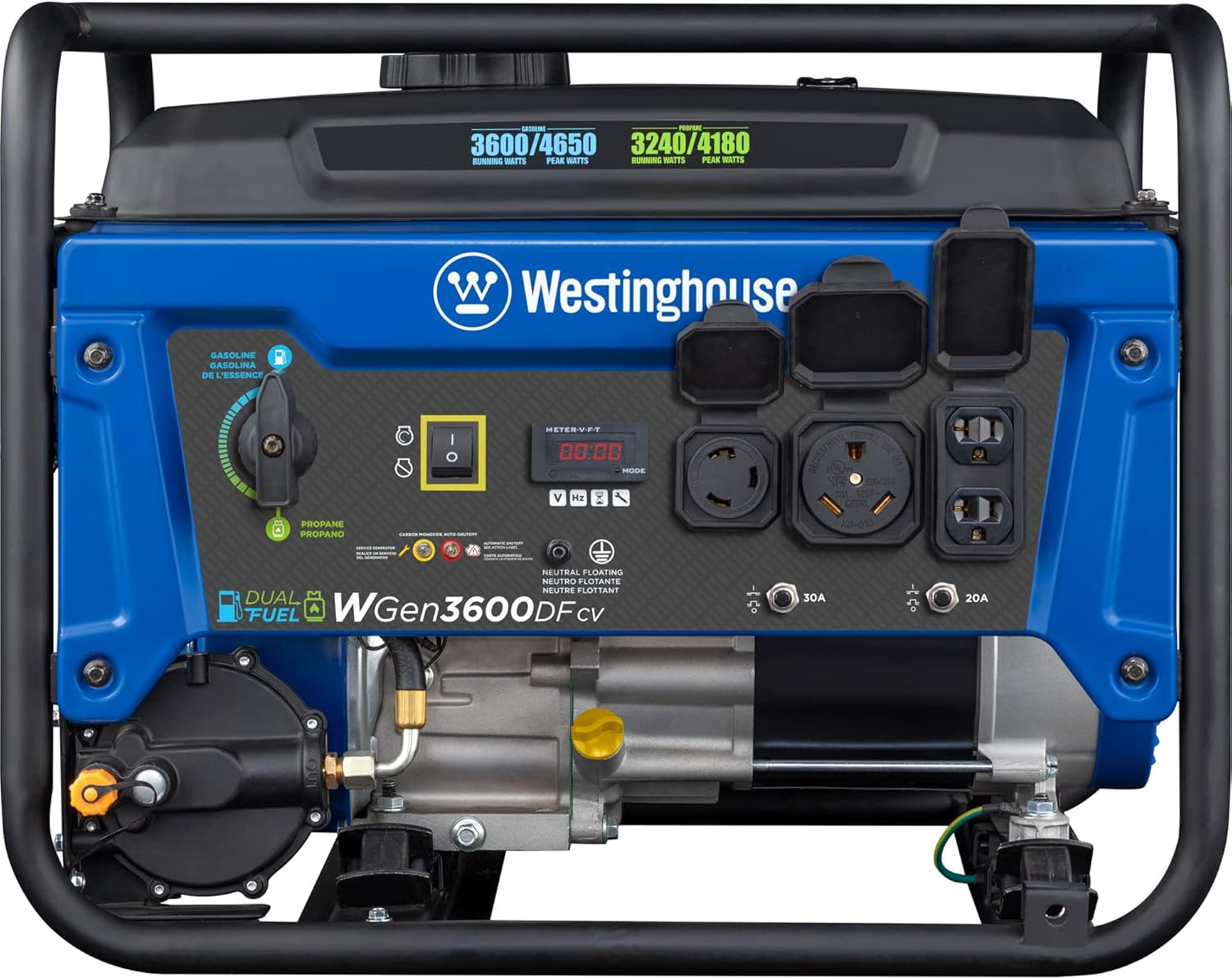 Westinghouse 4650W Dual Fuel Generator – RV Ready, Gas & Propane, CO Sensor