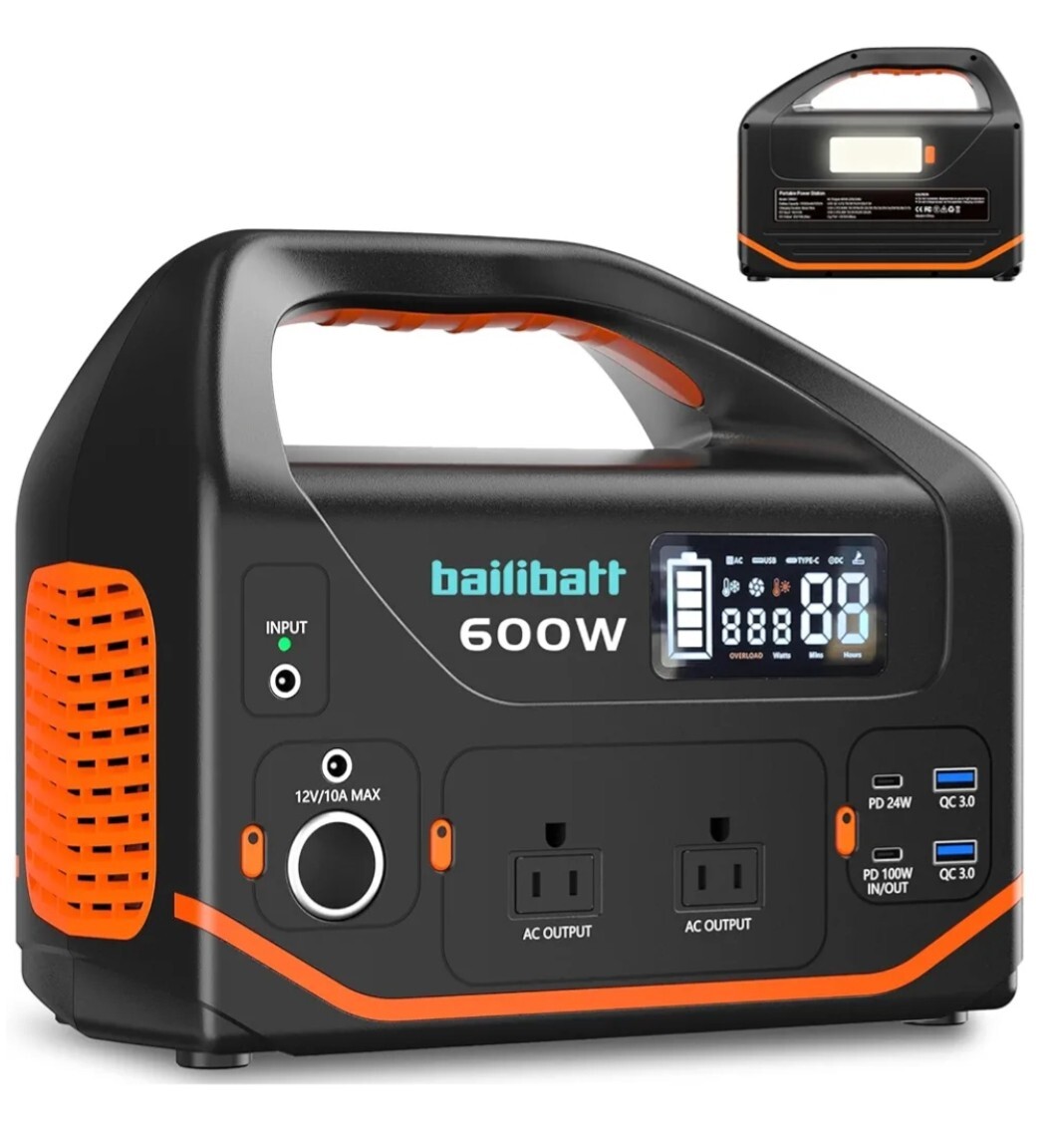 Portable Power Station 600W 293Wh Quiet Generator Battery Power Bailibatt DW601S