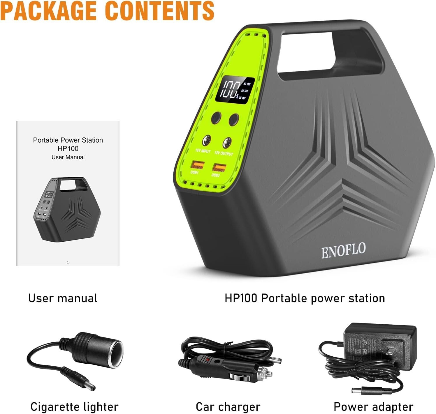 Green Portable Power Station 97Wh Portable Generator 26400mAh Power Bank Open