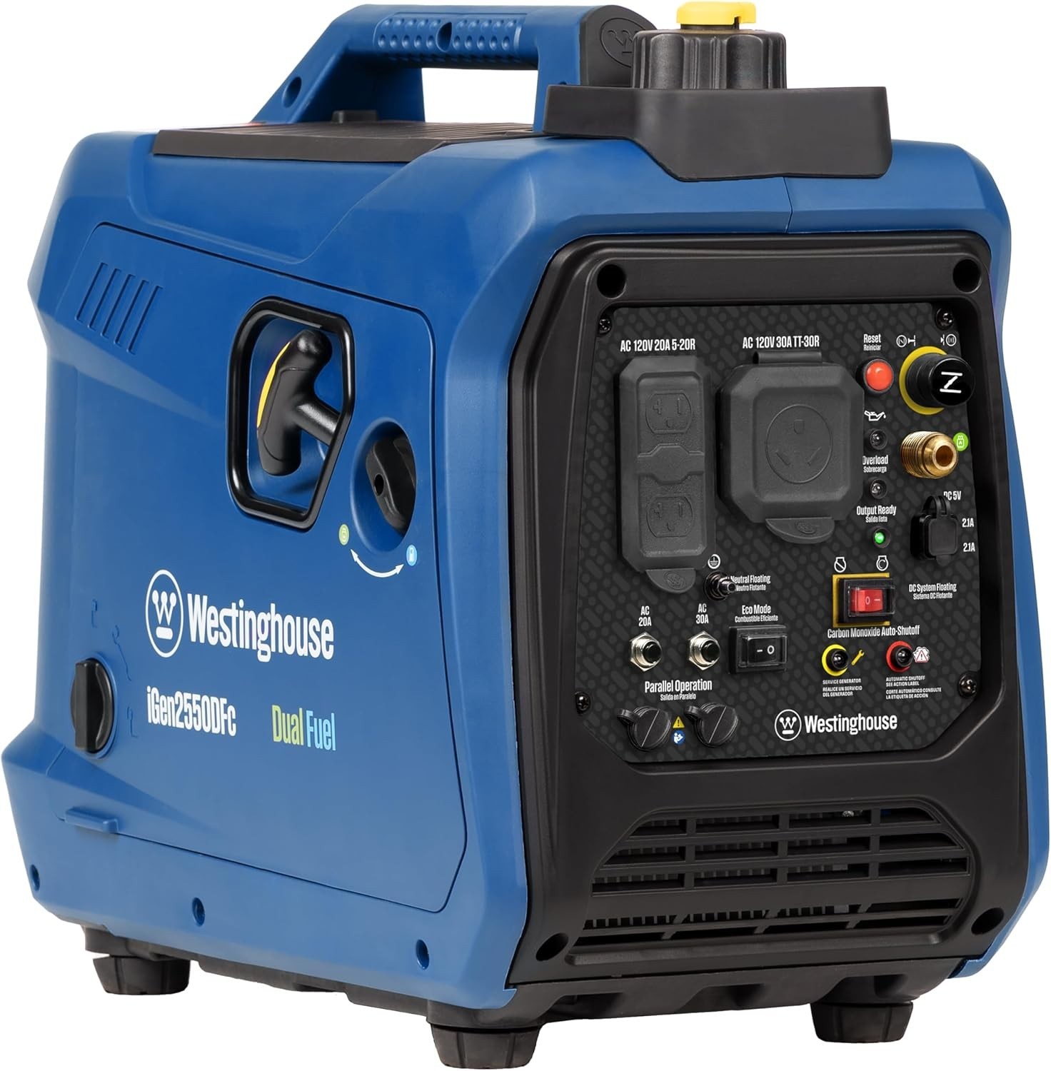 Westinghouse 2550-W Super Quiet Portable Dual Fuel Inverter Generator, CO Sensor