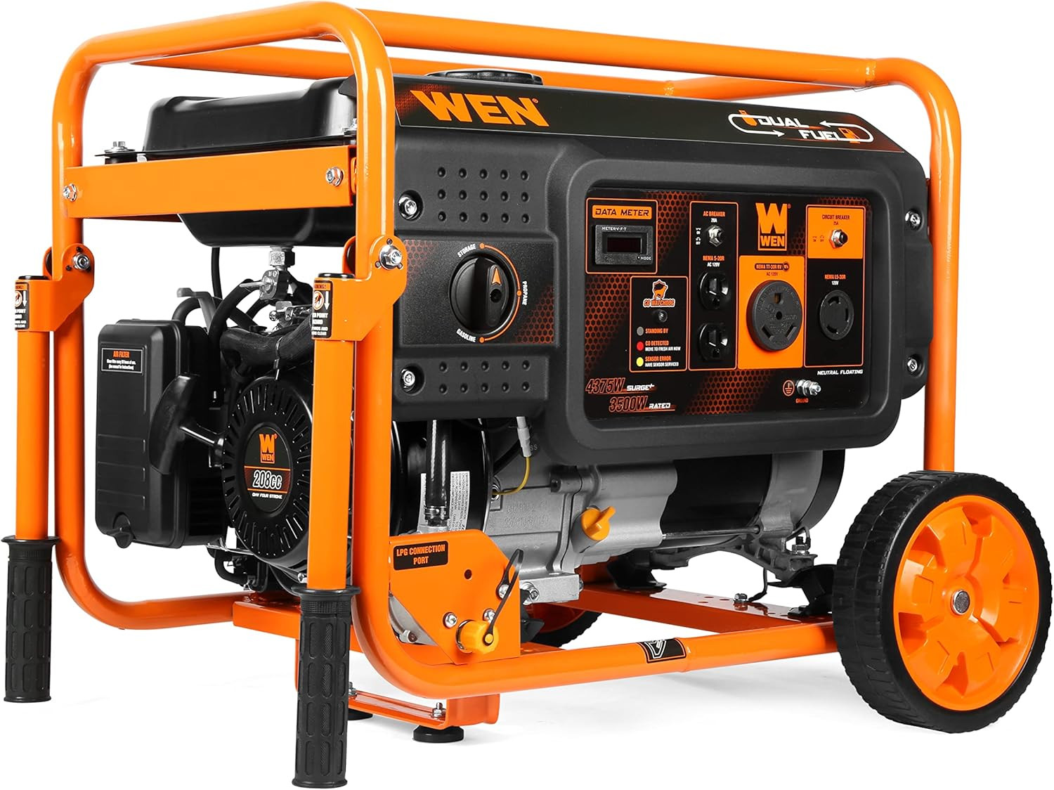 WEN DF430X 4375-Watt Dual Fuel Portable Generator with Wheel Kit and CO Shutdown