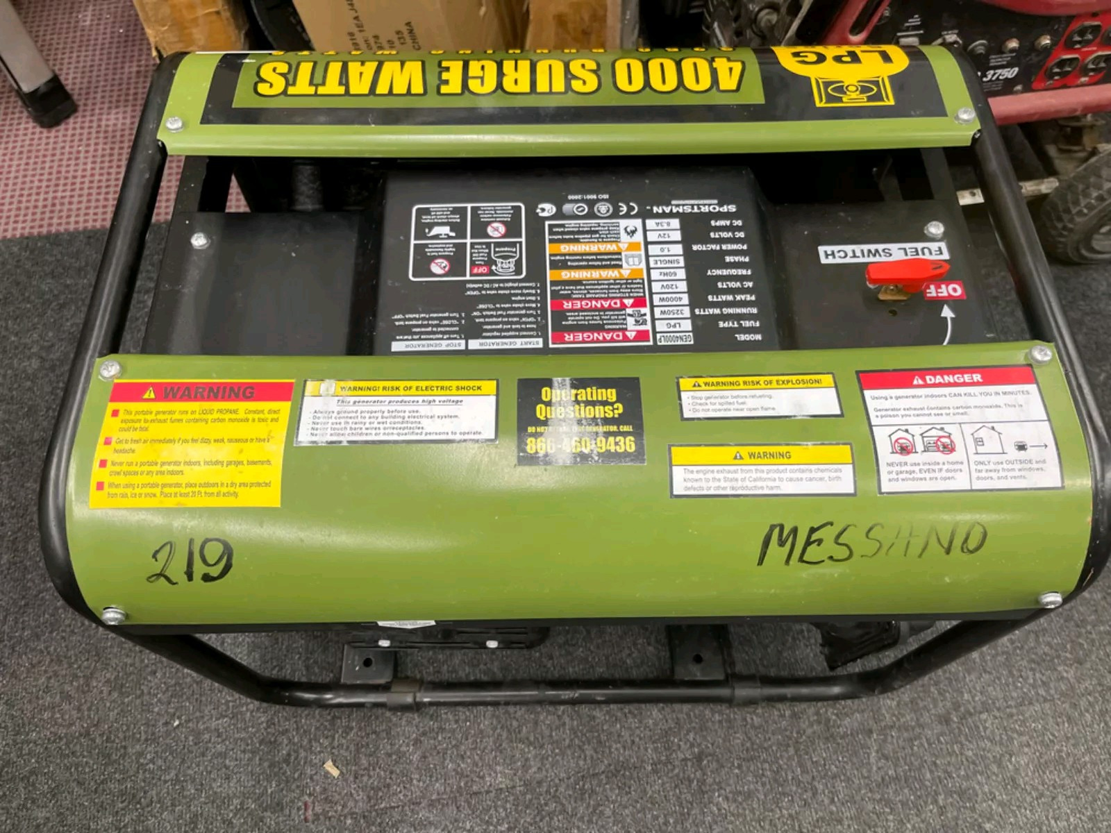Sportsman LPG Series 4000Surge Watt Propane Generator GE4000LP USED