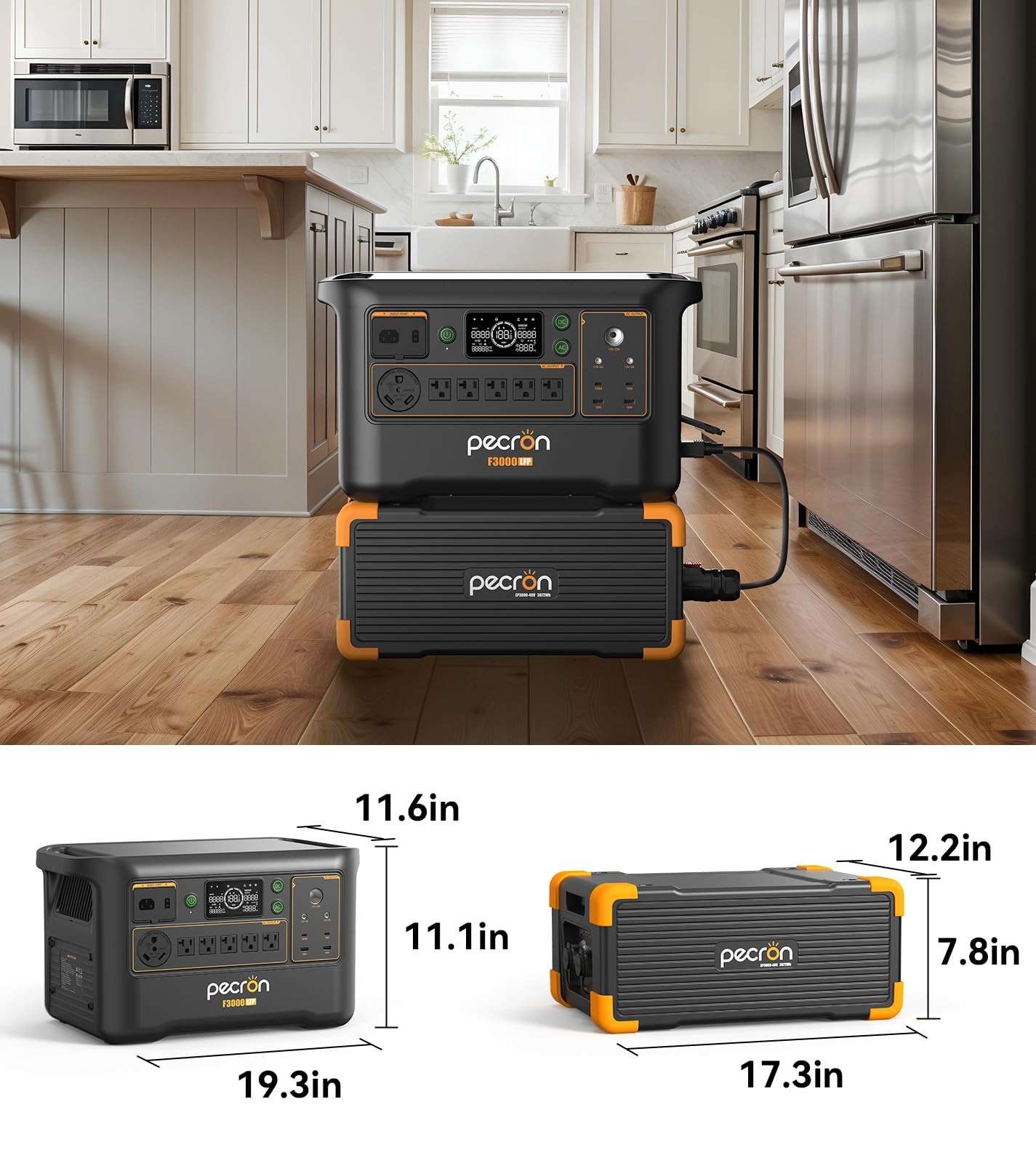 3072Wh 3600W Pecron F3000LFP Portable Power Station w/200W Solar Panel*3 RV