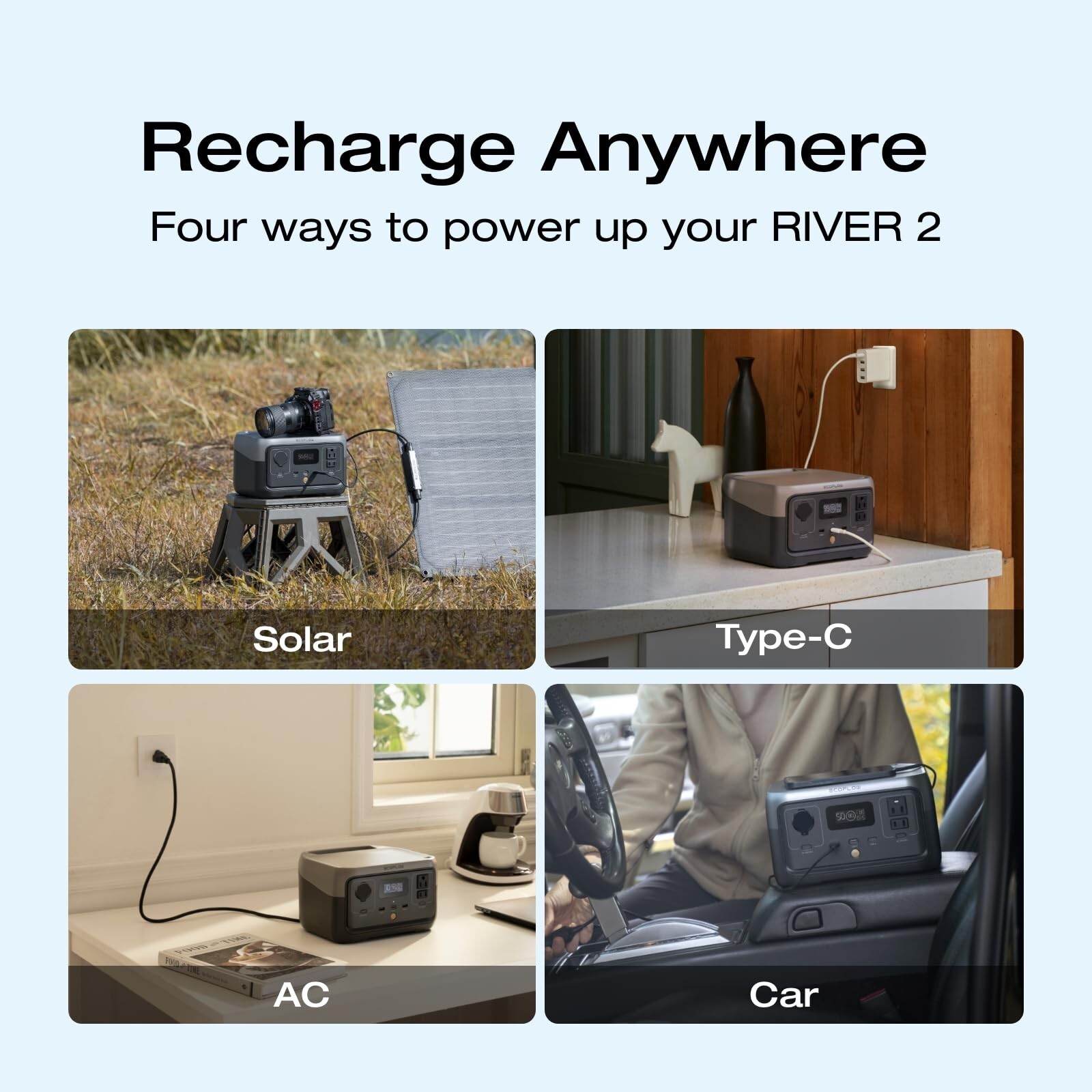 EcoFlow Solar Generator RIVER 2 256Wh+110W Solar Panel Certified Refurbished