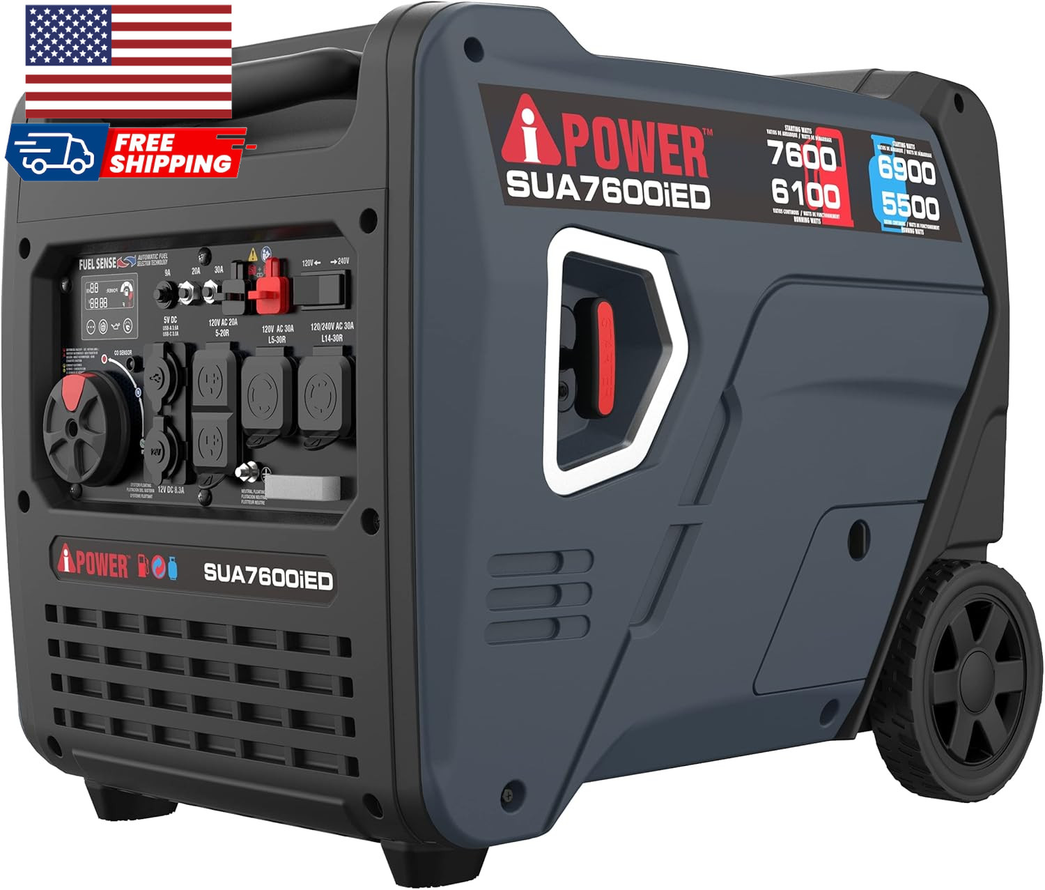7600W Dual Fuel Quiet Portable Inverter Generator Electric Start RV Ready EPA