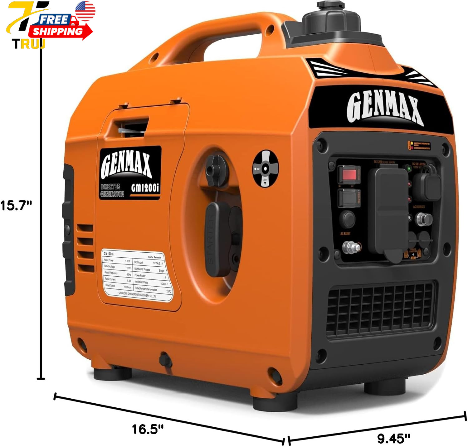 GENMAX Portable Generator EPA Compliant Eco-Mode Lightweight for Home & Camping