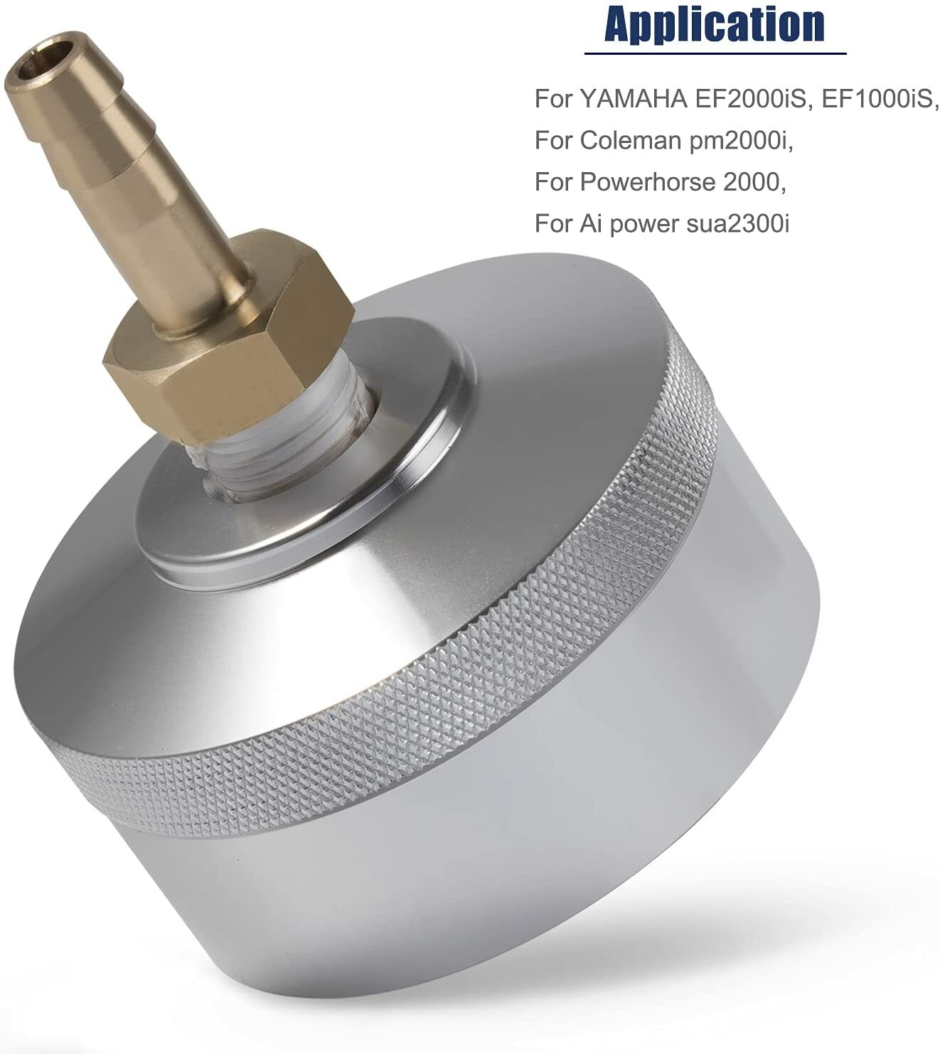 Extended Run Gas Cap Adapter w/ Brass Hose for Yamaha EF2000is 1000is (Silver)