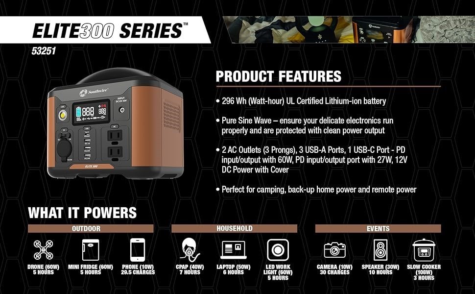 Lot of 2 NEW in BOX -Southwire Elite 300 Series Portable Power Station 53251!