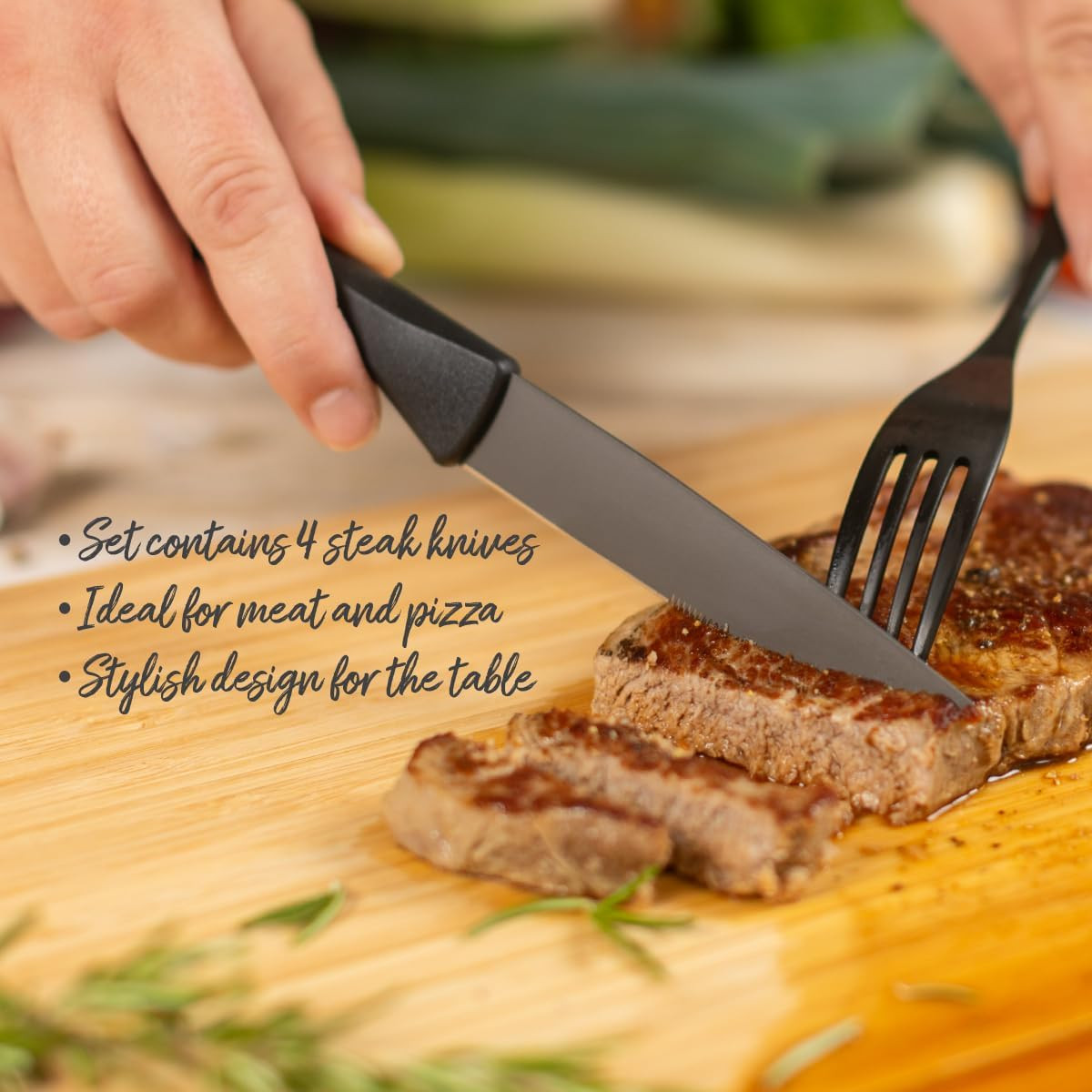 ICED Steak Knives 4 Pack, Ice Hardened German Stainless Steel, Titanium Coated 4
