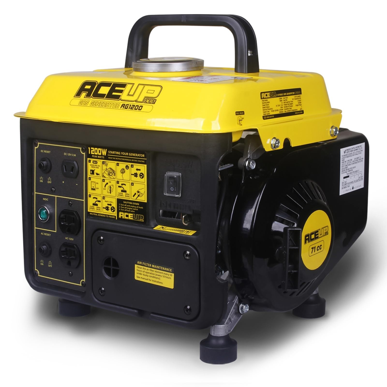 [US Fast Shipping]1200W Small Portable Gas Generator Emergency Aceup Energy