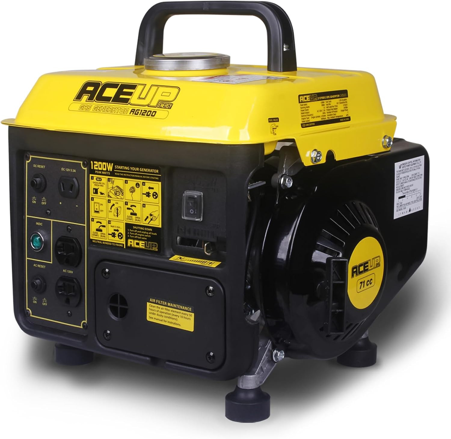 1,200W Gas Powered Generator, Small Portable Generator for Home Use Ultralight,
