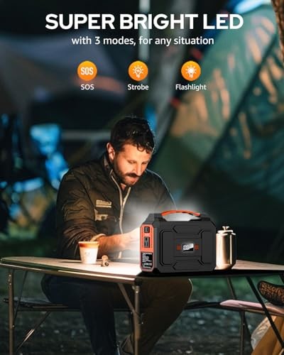 Portable Power Station Bank 146Wh 146Wh/100W Solar Generators(Black & Orange)