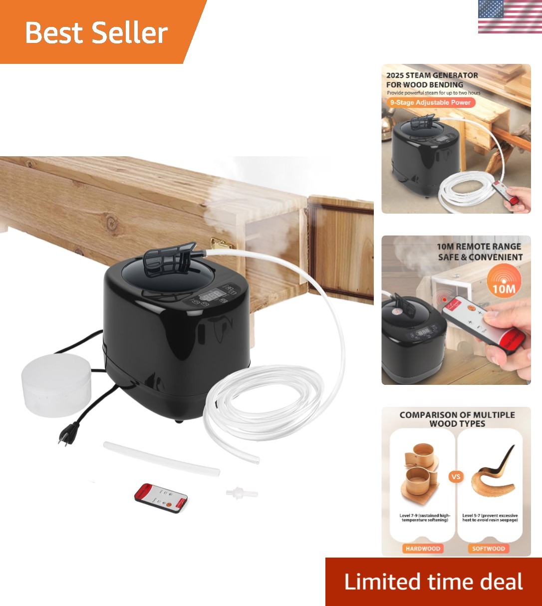 Portable 4L Wood Bending Steam Generator | 1000W Electric Wood Steamer Kit wi…