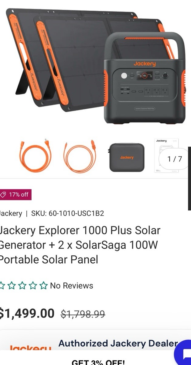 Jackery Explorer 1000 Plus Portable Solar Panel Kit 1000W Off-Grid