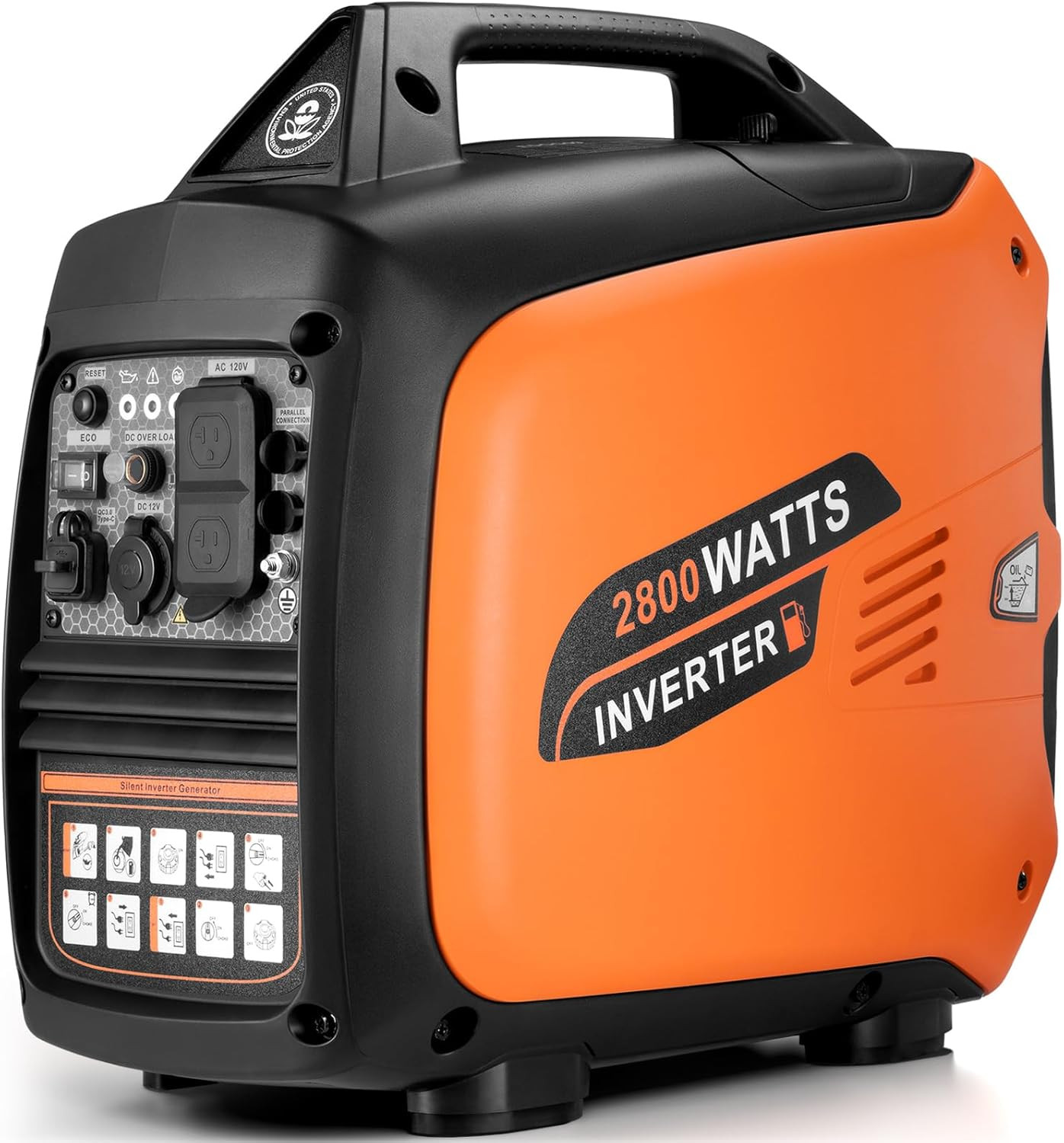 2800-Watts Portable Inverter Generator, Gas Generators for Home Use, Camping, Su