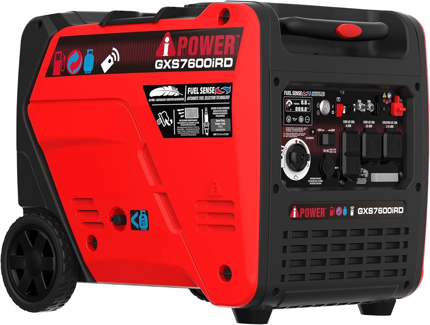 A-iPower GXS7600iRD – Dual Fuel, Remote Start Inverter Generator