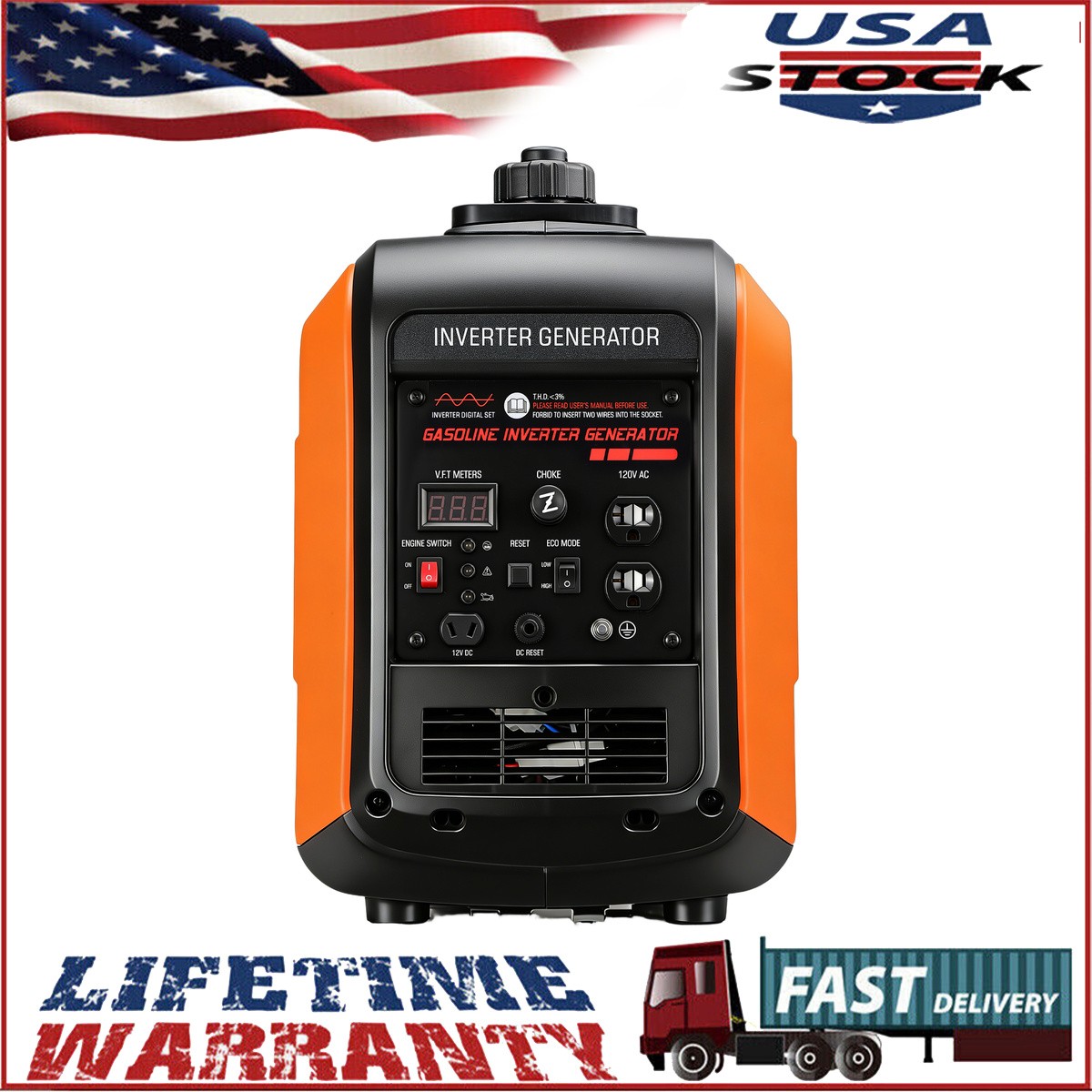 3500W Portable Inverter Generator Gas Powered For Outdoor Camping RV Trailer
