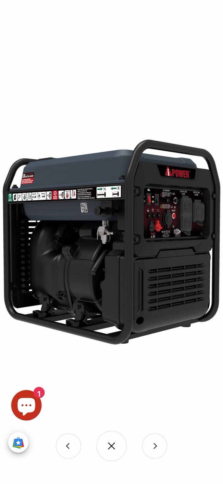 A-iPower 4600W Portable Open-Frame Inverter Generator With CO Alert