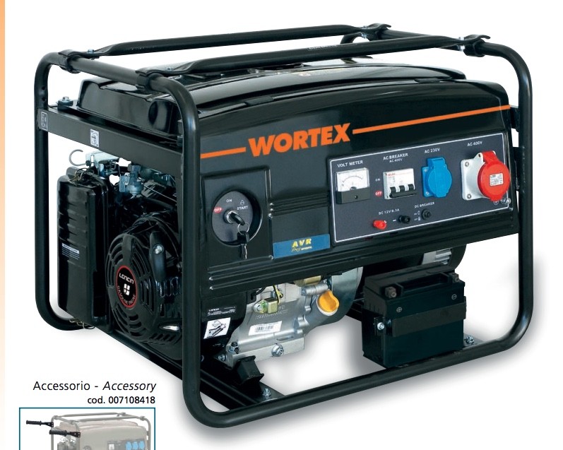 Gasoline Power Generator Electrogen Group 4T 420cc 6.5kW 14HP WORTEX