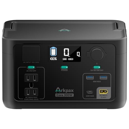 Portable Power Station 300W, 600W Peak Backup LiFePO4 Battery 192Wh Solar Black